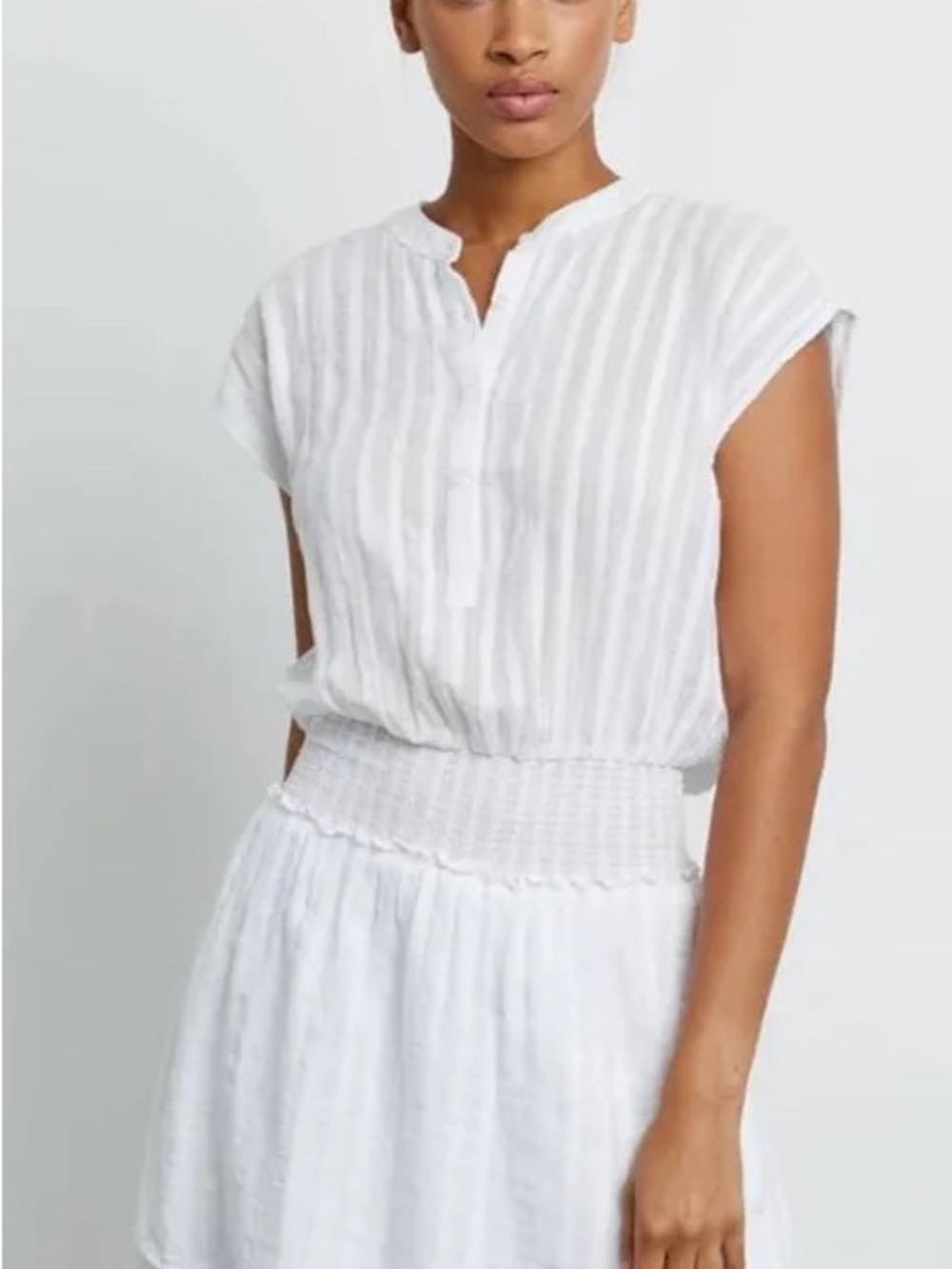 Rails White Textured Cap-Sleeve Mini Dress
